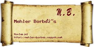 Mehler Borbás névjegykártya